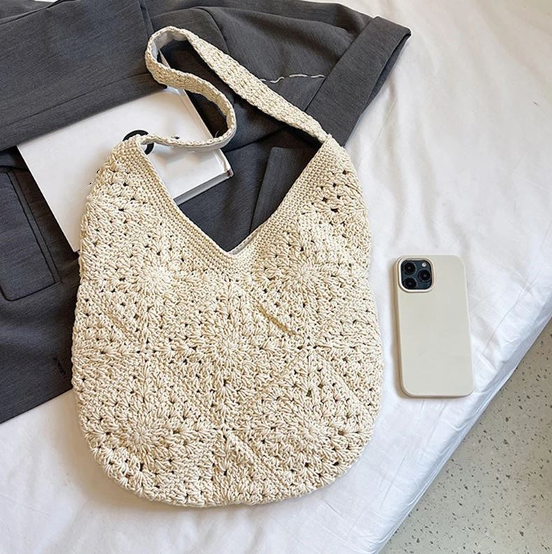 กระเป๋าถักสะพายไหล่ เดินชายหาด แฟชั่นผู้หญิง ✿