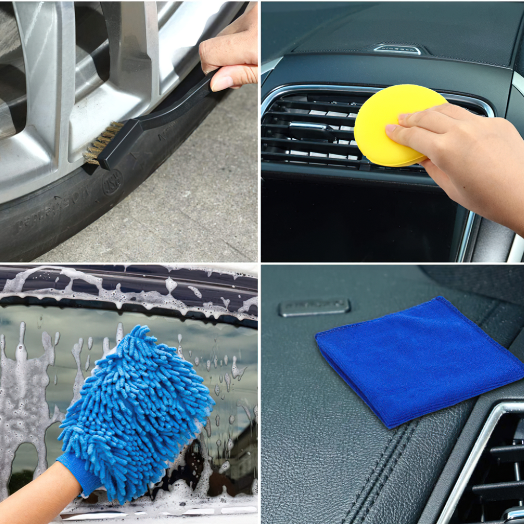 14530 ชุดเซ็ตอุปกรณ์ทำความสะอาดล้างรถยนต์ สุดคุ้ม 14 ชิ้น (แปรงพู่กัน+แปรงขัด+ผ้าเช็ดรถ+ฟองน้ำ)