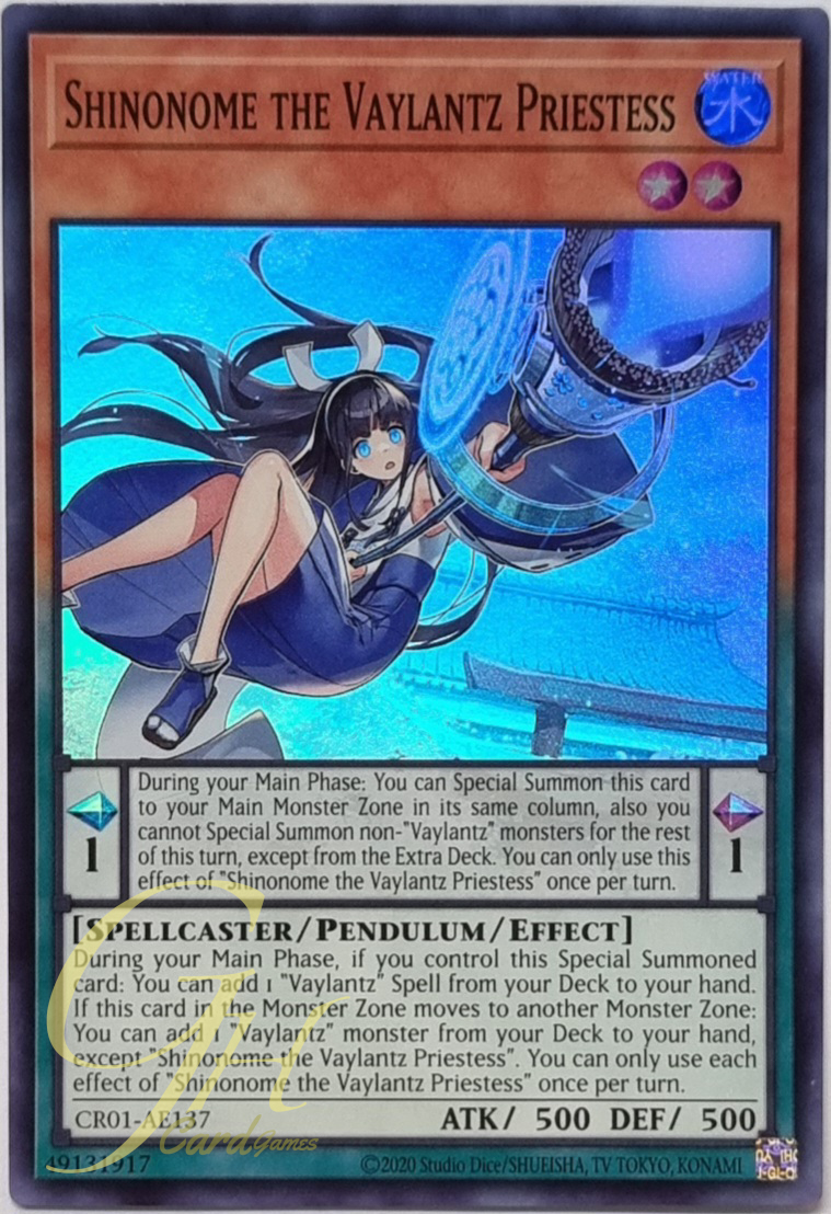 Yugioh [CR01-AE137] Shinonome the Vaylantz Priestess (Super Rare)