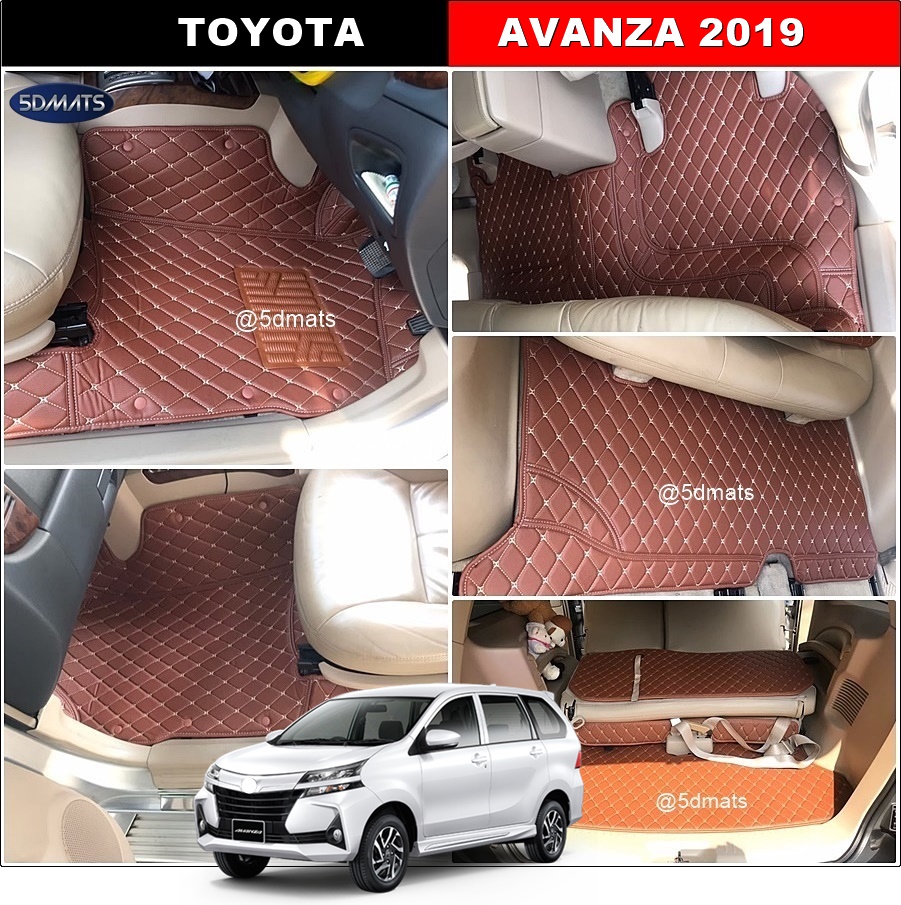 พรมปูพื้นรถยนต์6D TOYOTA AVANZA (ปี2019-23) พรม6D หนังpvcแท้ หนานุ่ม เกรดA เต็มคัน (7ชิ้น)