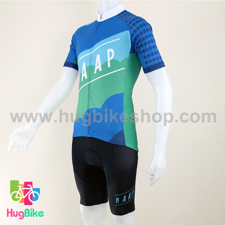 ชุดจักรยานแขนสั้นทีม MAAP 16 (02) สีน้ำเงินฟ้าเขียว