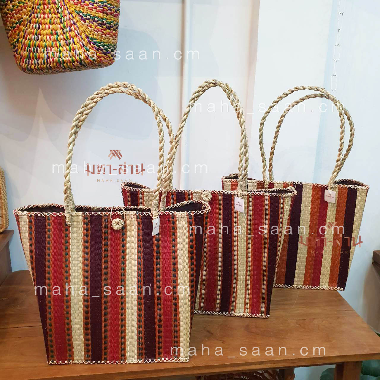 กระเป๋าเสื่อกก สะพายข้าง ใส่เอกสาร งานฝีมือคนไทย คละสี 💞 สำเนา