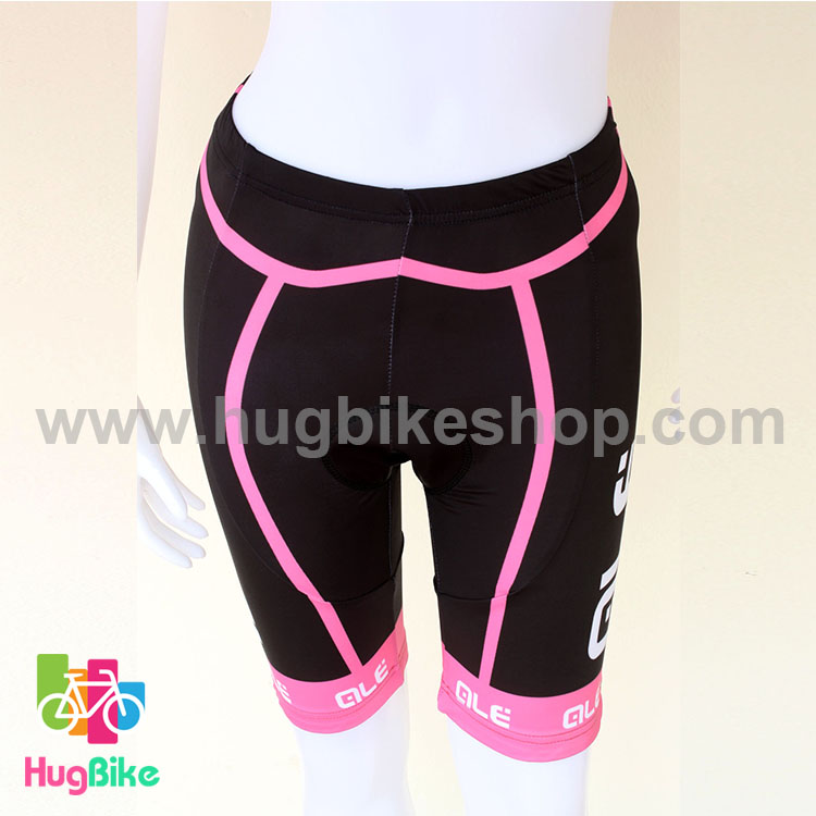 กางเกงจักรยานผู้หญิงขาสั้น ALE 16 (09) สีดำแถบชมพู