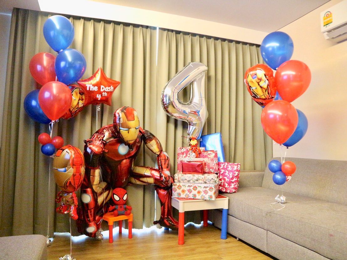 Set Ironman Birthday (ช่อลูกโป่ง6ลูก 2ช่อ+ดาว18นิ้ว 1ใบ+ironmanขนาดใหญ่ 1ตัว+ironmanขนาดเล็ก 1ตัว+ตัวเลขขนาด40นิ้ว 1ตัว)