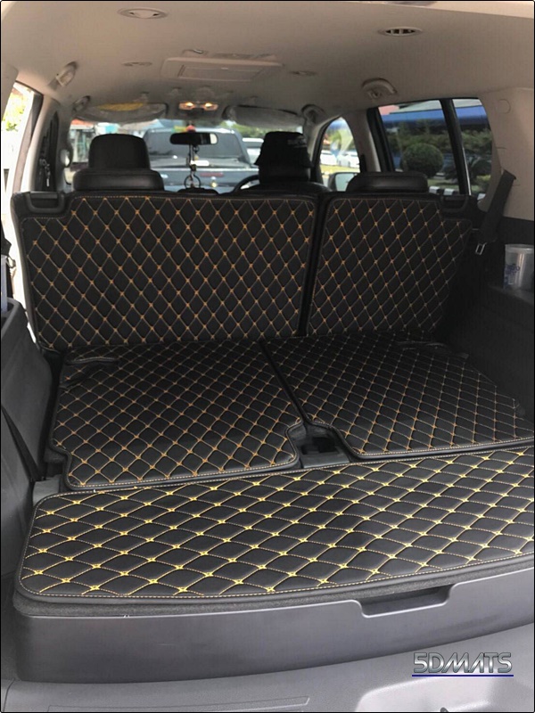 พรมปูพื้นรถยนต์7D ISUZU MU-X 2013-19 หนังPUแท้ สีดำด้ายครีม เสริมใยดักฝุ่น เต็มคัน