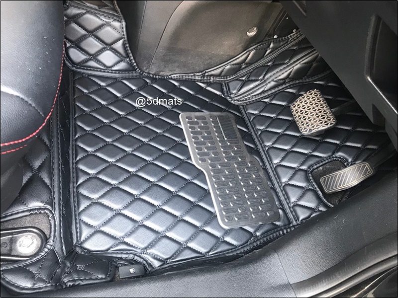 พรมปูพื้นรถยนต์6D MAZDA 2 (2009-14) พรม6D สีดำด้ายดำ หนา10มิล 2ชิ้น