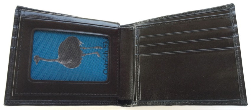 กระเป๋าสตางค์หนังนกกระจอกเทศแท้ สีน้ำตาลแทน แบบสั้นUS