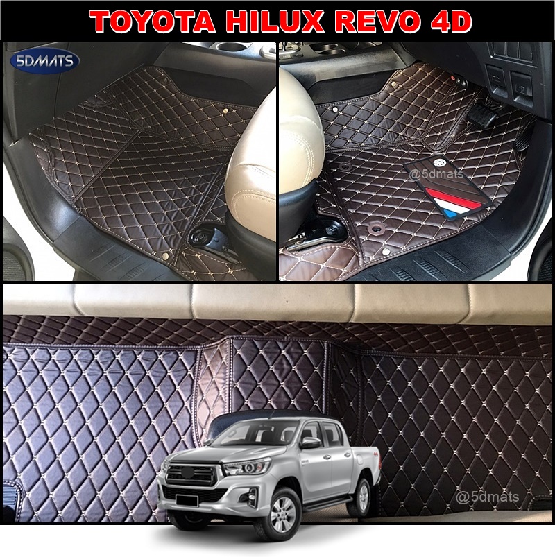 พรมปูพื้นรถยนต์6D TOYOTA REVO 4ประตู พรม6D QX หนังหนานุ่ม เต็มคัน (3ชิ้น)