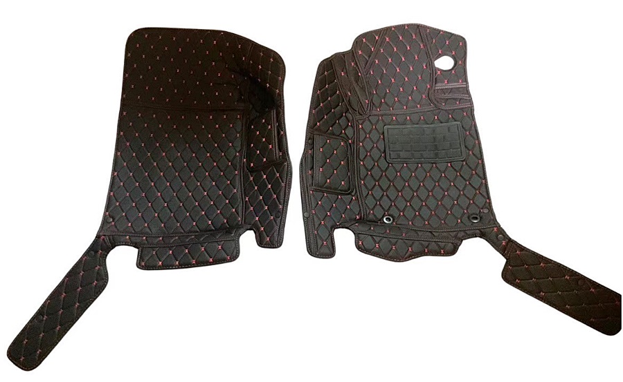 พรมปูพื้นรถยนต์6D MITSUBISHI TRITON CAB (2015-22) พรม6D ไตรตัน แคป สีดำด้ายแดง เข้ารูป เต็มคัน 3ชิ้น