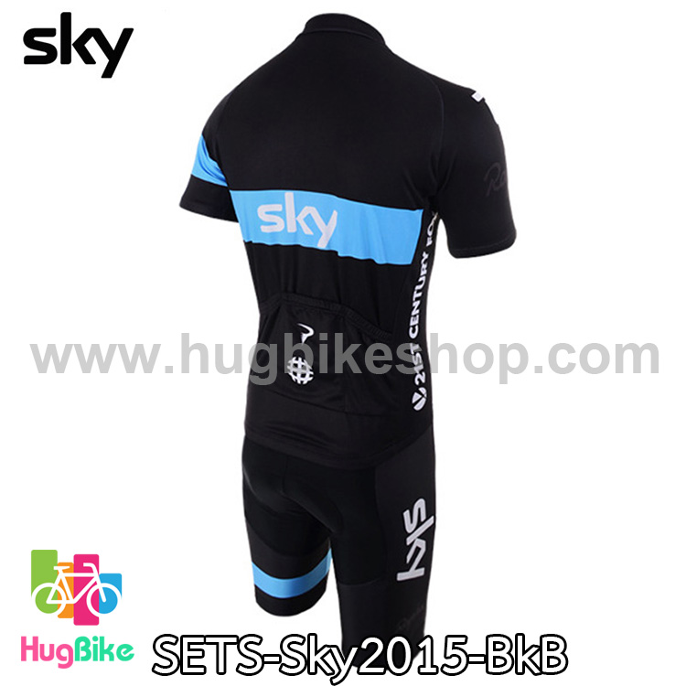 ชุดจักรยานแขนสั้นทีม Sky 15 สีดำฟ้า