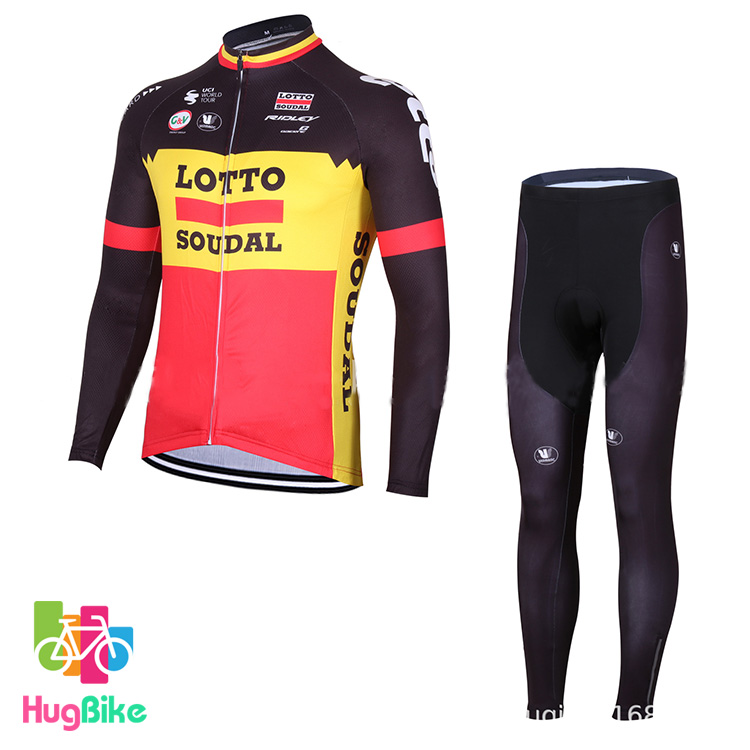 ชุดจักรยานแขนยาวทีม Lotto Soudal 18 (01) สีดำเหลืองแดง
