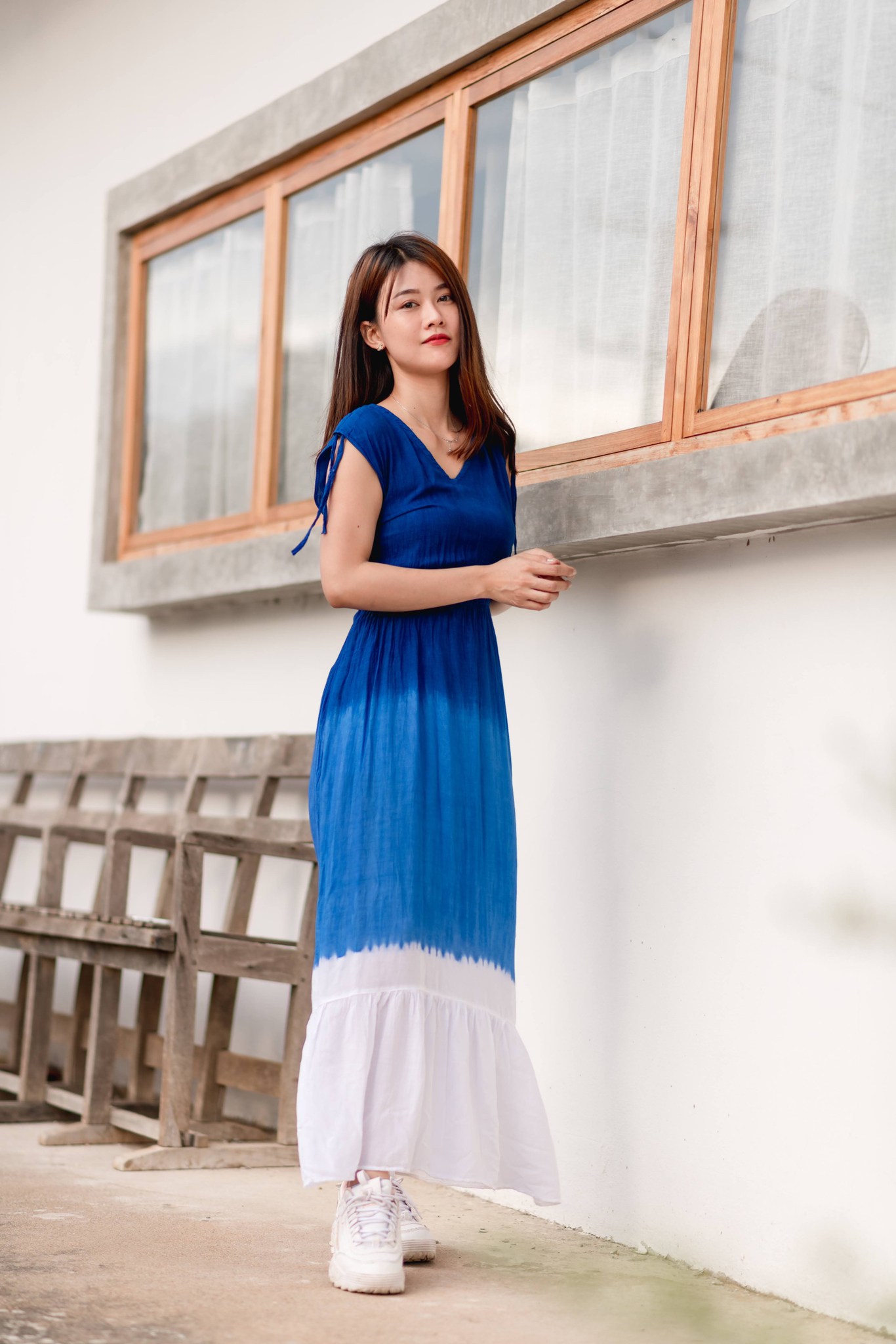 เดรสคอวี มัดย้อมคราม