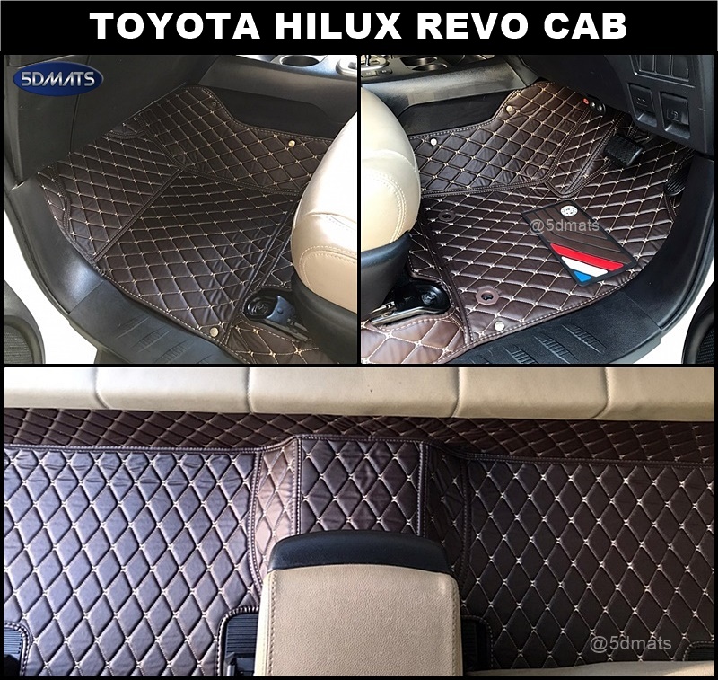 พรมปูพื้นรถยนต์6D TOYOTA REVO CAB พรม6D QX หนังหนานุ่ม เกรดA เต็มคัน (3ชิ้น)