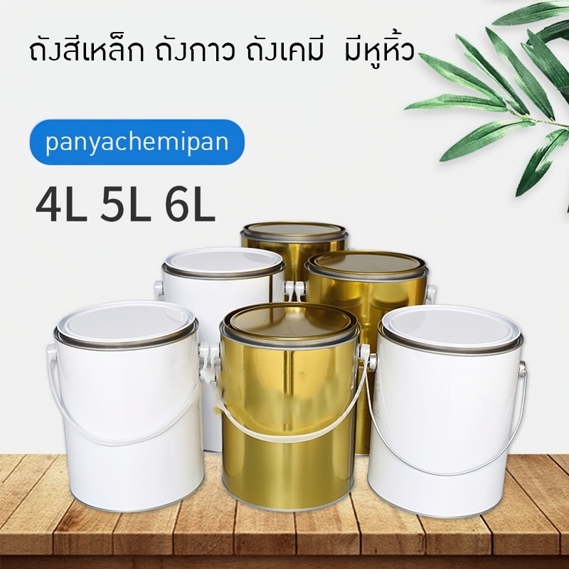 ถังสีเหล็ก ถังกาว ถังเคมี ของใหม่ มีหูหิ้ว 4L/5L/6L DG01