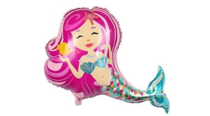 ฟอยล์นางเงือกผมชมพู /Pink Mermaid foil Balloon