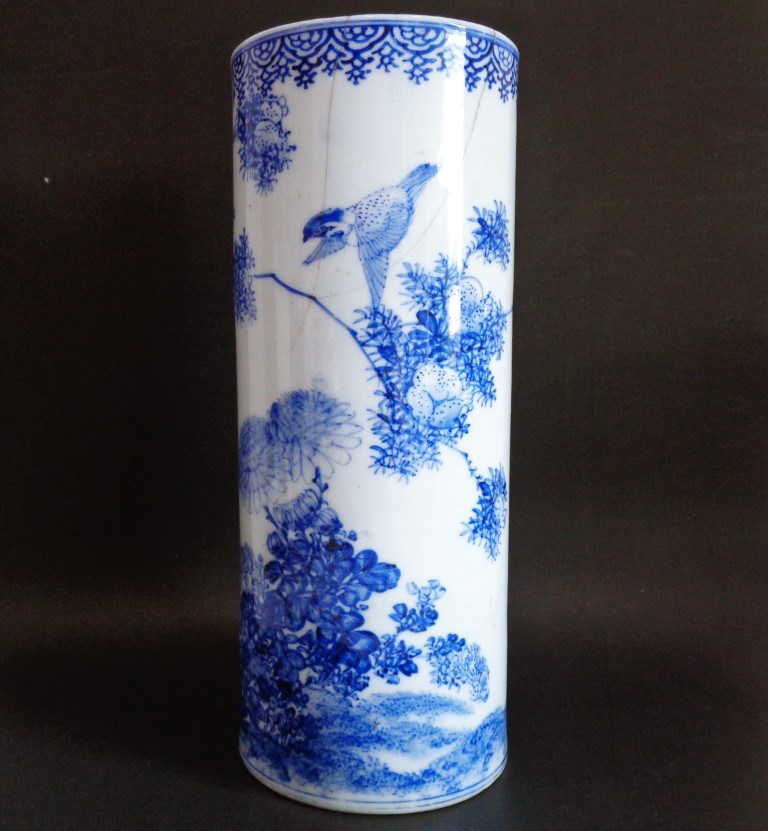 Antique China vase 17th-18th cen. แจกันจีน งานเก่าเขียนมือลายนก