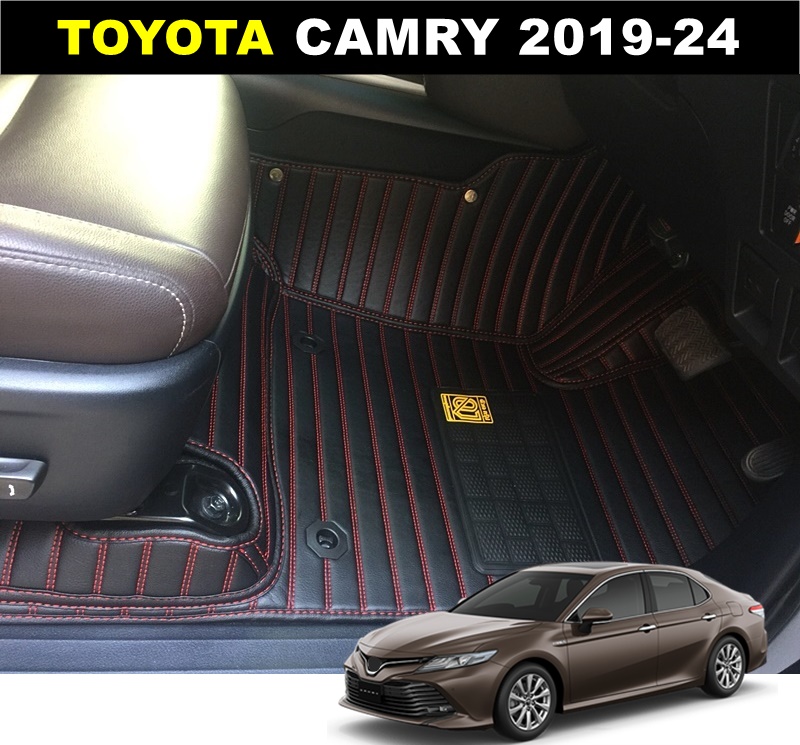 พรมปูพื้นรถยนต์ 5D TOYOTAC CAMRY ปี2019-24 พรมหนังลายตรง เข้ารูป 3ชิ้น(เเจ้งสีในเเชทได้นะคะ)