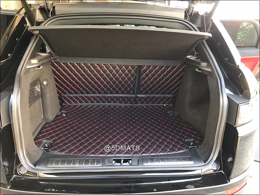 พรมปูพื้นรถยนต์6D LAND ROVER RANGE ROVER EVOQUE (2011-15) สีดำด้ายแดง เต็มคัน