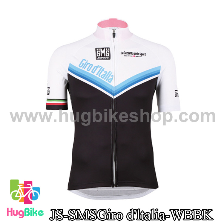 เสื้อจักรยานแขนสั้นทีม Santini Giro d'ltalia สีขาวดำลายฟ้า