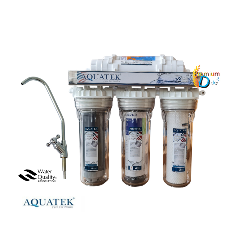 เครื่องกรองน้ำดื่ม 5 ขั้นตอน UF ยี่ห้อAquatek ฉากสแตนเลส