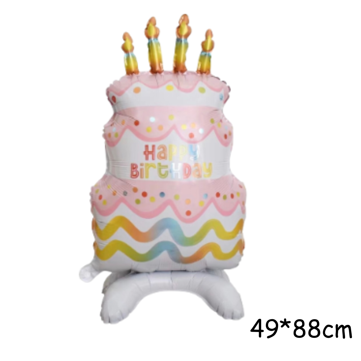 ลูกโป่งฟอยล์เค้กสีชมพู มีฐานในตัว / Cake Stand Foil Balloon