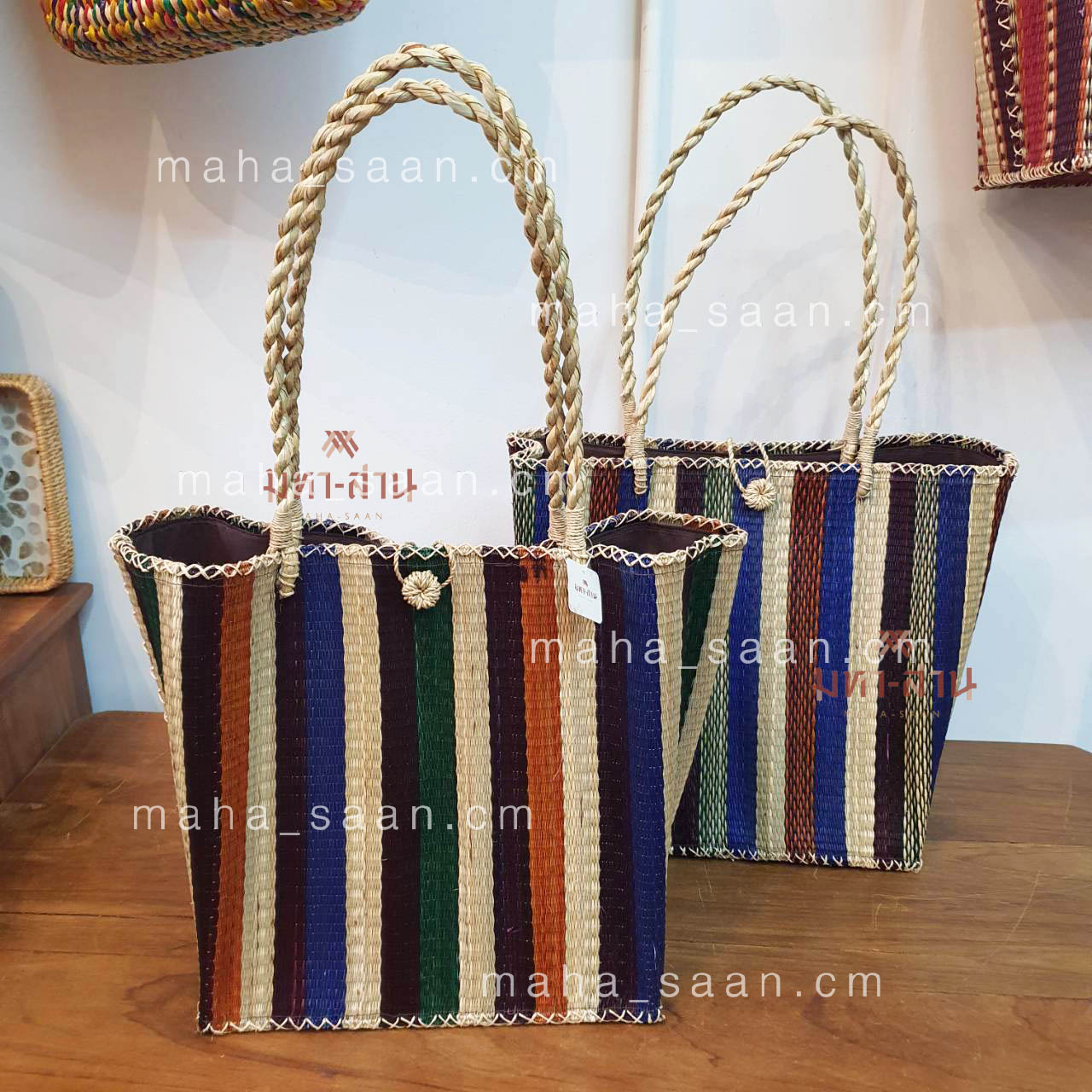 กระเป๋าเสื่อกก สะพายข้าง ใส่เอกสาร งานฝีมือคนไทย คละสี 💞 สำเนา