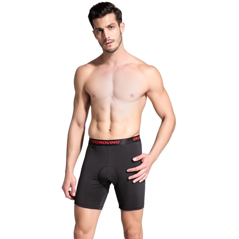กางเกงจักรยาน Boxer GetMoving กางเกงสีดำ เป้าเจลสีฟ้า