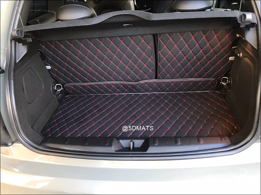 พรมปูพื้นรถยนต์ 7D MINI COOPER S F56 พรม7D QJ VIP Plus+ สีดำด้ายแดง เสริมใยดักฝุ่น เต็มคัน