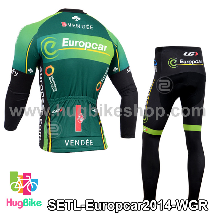 ชุดจักรยานแขนยาวทีม Europcar 14 สีเขียวดำ