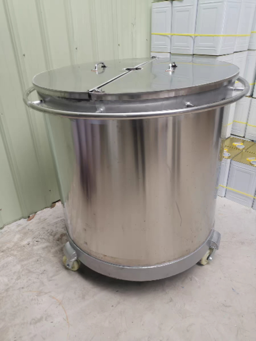 🌈ถังสแตนเลส เกรด 304 สำหรับผสมโดยเฉพาะ มีฝาปิด มีล้อเลื่อน มีก๊อกสำหรับถ่ายของเหลว (50L-300L) หม้อสแตนเลส MMT