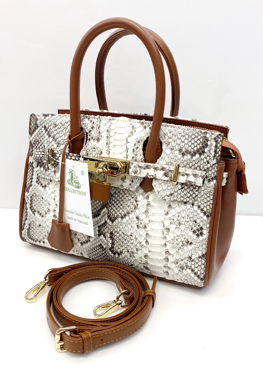 กระเป๋าถือหนังงูหลามแท้ มีสายสะพาย