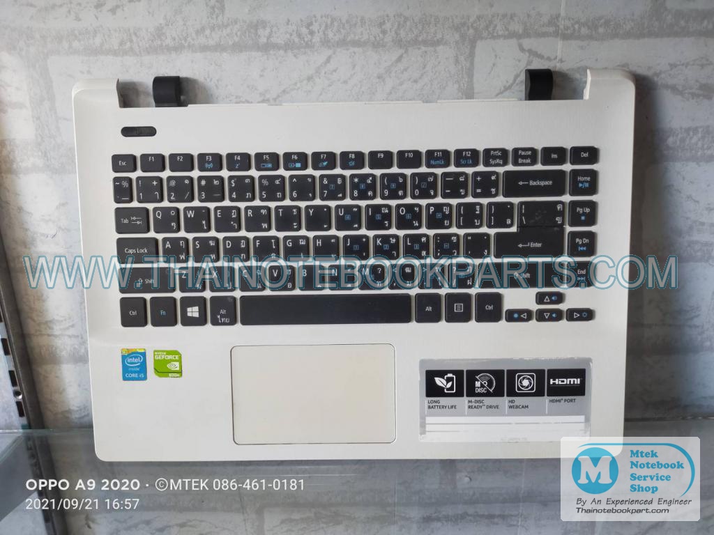 MT03747 บอดี้บนโน๊ตบุ๊ค Acer E5-411 E5-471 - EAZQ0001020 Mainboard Palm Rest (มือสอง สีขาว ทัชแพดเสีย ไม่ทราบสถานะของคีย์บอร์ด) 2