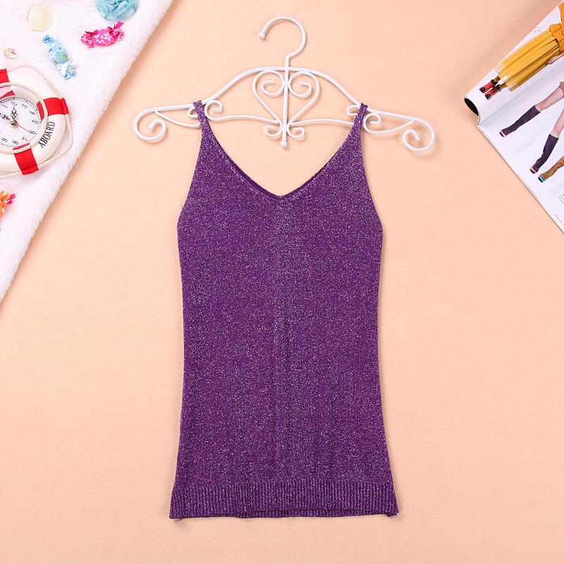 เกาหลีเป็นบางคอวีแขนกุดเสื้อกันหนาวสีเงินเสื้อกั๊ก (สีเทาเข้ม)