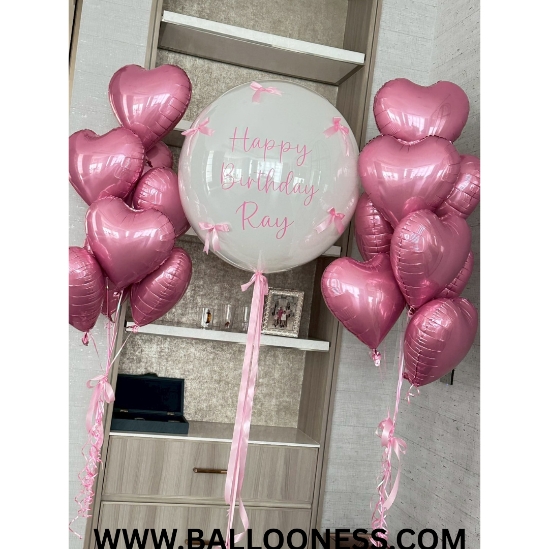 เซทลูกโป่งวันเกิด ขนาด 36นิ้ว 1ใบ + ช่อลูกโป่งฟอยล์หัวใจ ขนาด 18นิ้ว 8ลูก 2ช่อ