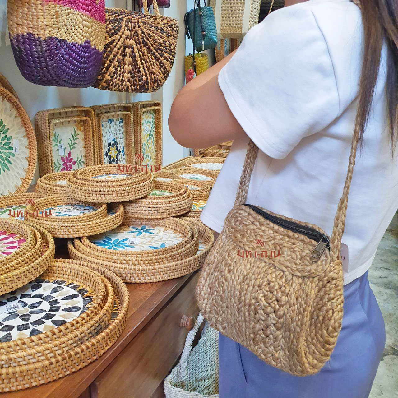 กระเป๋าสะพายข้าง กระเป๋าปอ กระเป๋าถัก กระเป๋าสาน🤎