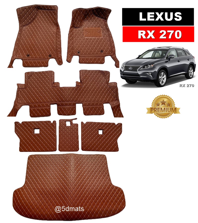 พรมปูพื้นรถยนต์ 6D LEXUS RX270 (ปี2009-11) พรมหนัง6D เกรดA 12มิล รวมแผ่นท้าย ปิดเบาะ เต็มคัน 7ชิ้น