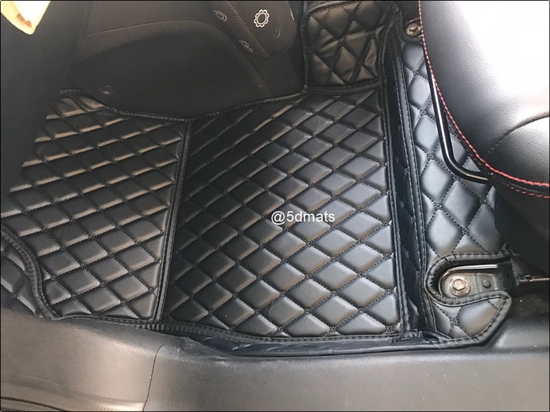 พรมปูพื้นรถยนต์6D MAZDA 2 (2009-14) พรม6D สีดำด้ายดำ หนา10มิล 2ชิ้น