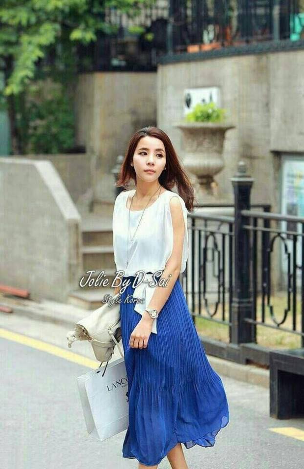 Jolie By D-Sai Maxi Dress ~ Korea Design Maxi Dress ชุดแม๊กซี่เดรสยาวเนื้อผ้าชิฟฟ่อน ตัวเสื้อ Design เก๋ๆตัดต่อ 2 ชั้น