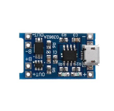 โมดูลชาร์จแบตเตอรี่ลิเธียม18650 3.7V พร้อมวงจรป้องกัน TP4056 แบบmicro-usb (Lithium battery charger Module) TP4056