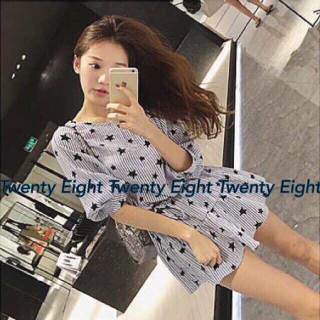 เดรสสั้นผ้าทอลายดาว