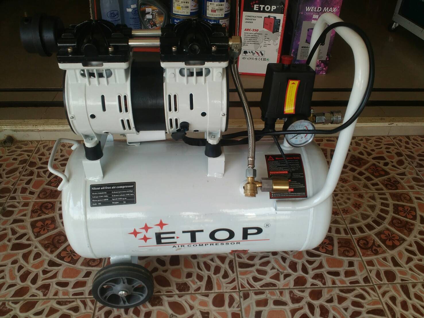 ปั๊มลมเสียงเงียบ Oil Free 2 มอเตอร์ ETOP 220V. 50L