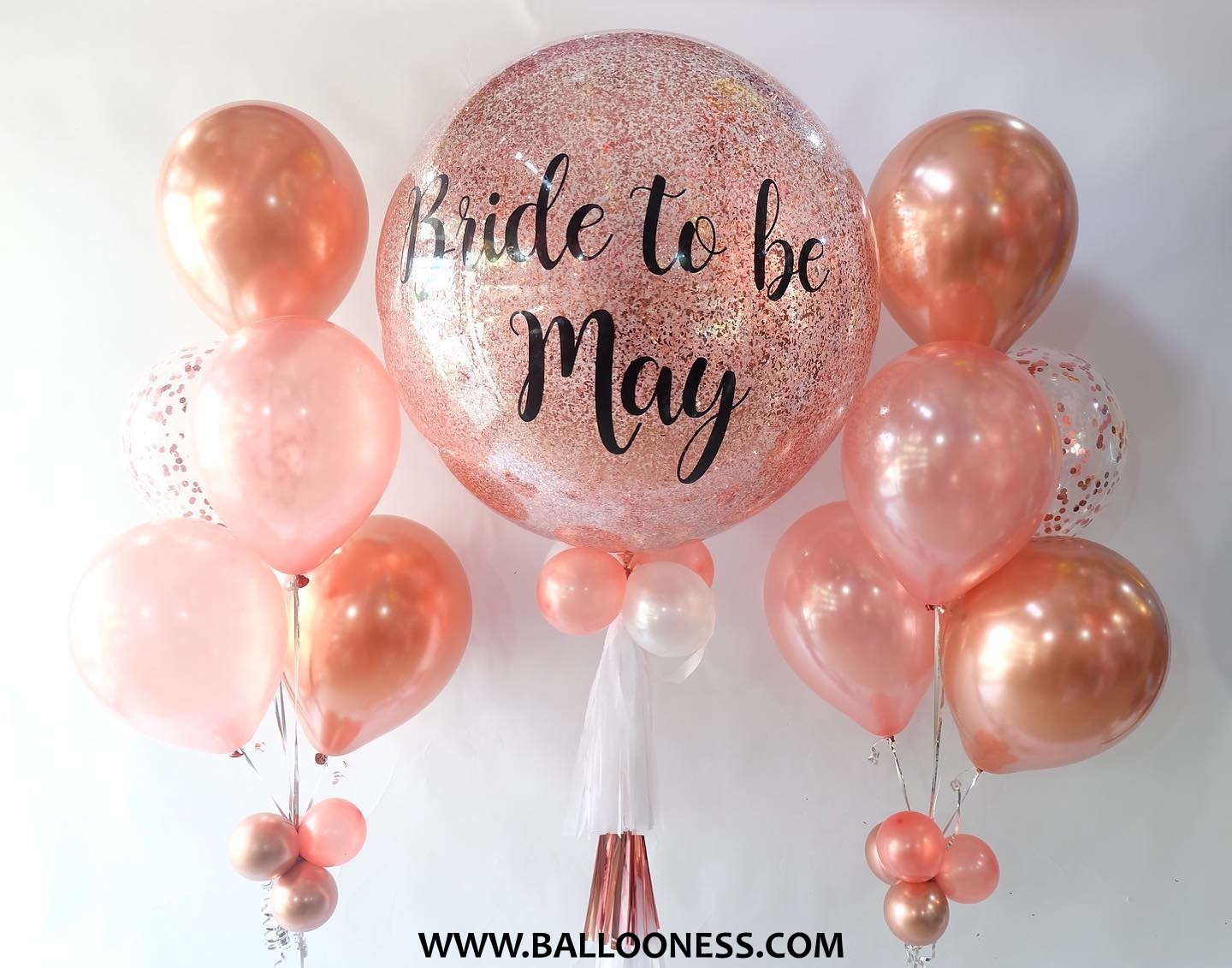เซ็ตลูกโป่งขอแต่งงานกลิเตอร์โรสโกล ขนาด 36 นิ้ว+2ช่อเล็ก / Set Bride to be Glitter Rose Gold 36-inch+2bunch