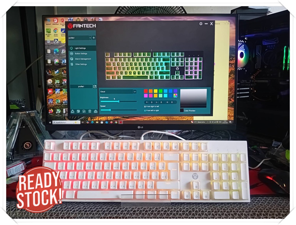 *มือ 2 * คีย์บอร์ดเกมมิ่ง KB FANTECH ATOM RGB RIY MK887S (WHITE) (RED SWITCH)
