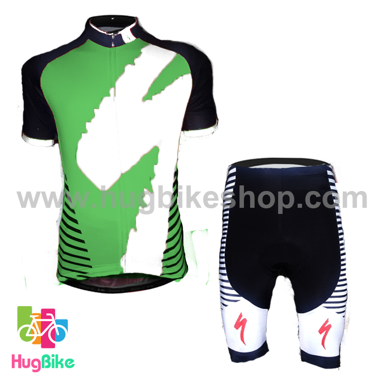 ชุดจักรยานแขนสั้นทีม Specialized 16 (14) สีเขียวขาว
