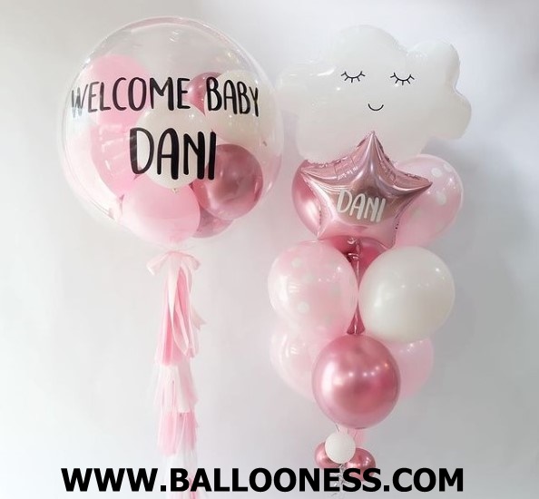 เซทลูกโป่งบับเบิ้ลขนาด36นิ้้ว + ช่อก้อนเมฆ10ใบ 1ช่อ / Set Bubble Balloon 36" + Foil Ballon Cloud 1Bunch