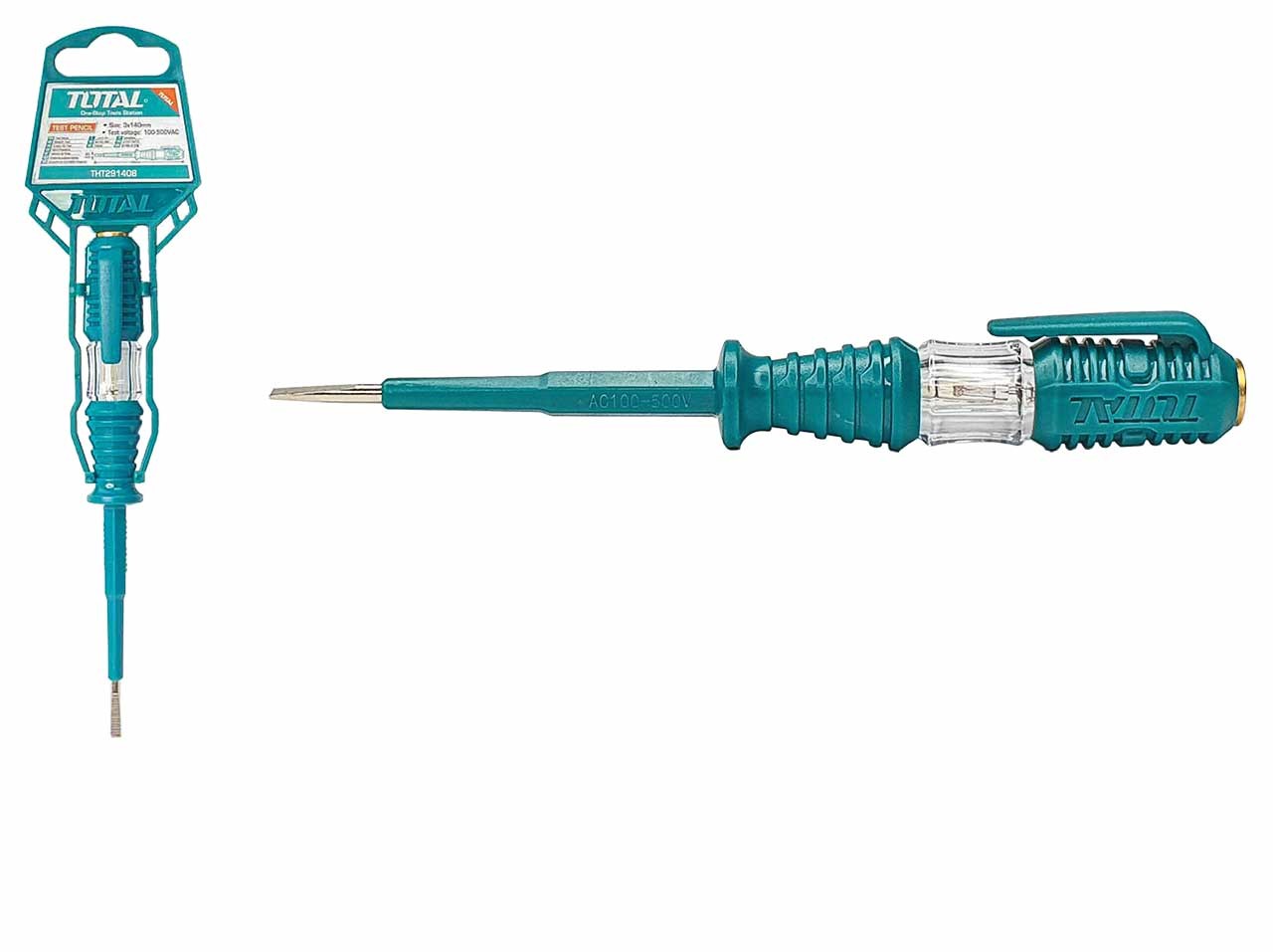 ไขควงเช็คไฟ ขนาด 5.5 นิ้ว 3*140 มม. 100-500 โวลต์ ยี่ห้อ Total รุ่น THT291408 (รุ่นงานหนัก)