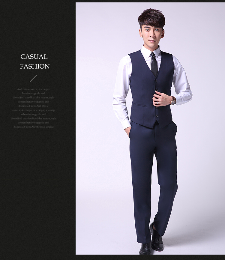 เกาหลีชายผู้ชายชุดสูทเสื้อกั๊กสูทเสื้อกั๊ก (สีดำ)