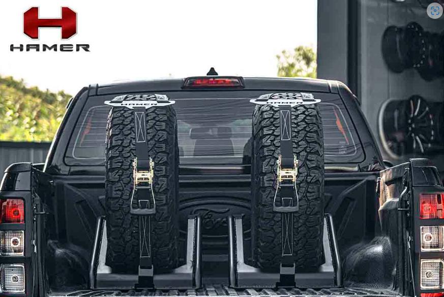 แร็ควางยางอะไหล่รุ่น VERTICAL TIRE CARRIER (NOT INCLUDING ROPE) สามารถปรับขนาดให้เข้ากับท้ายกระบะได้