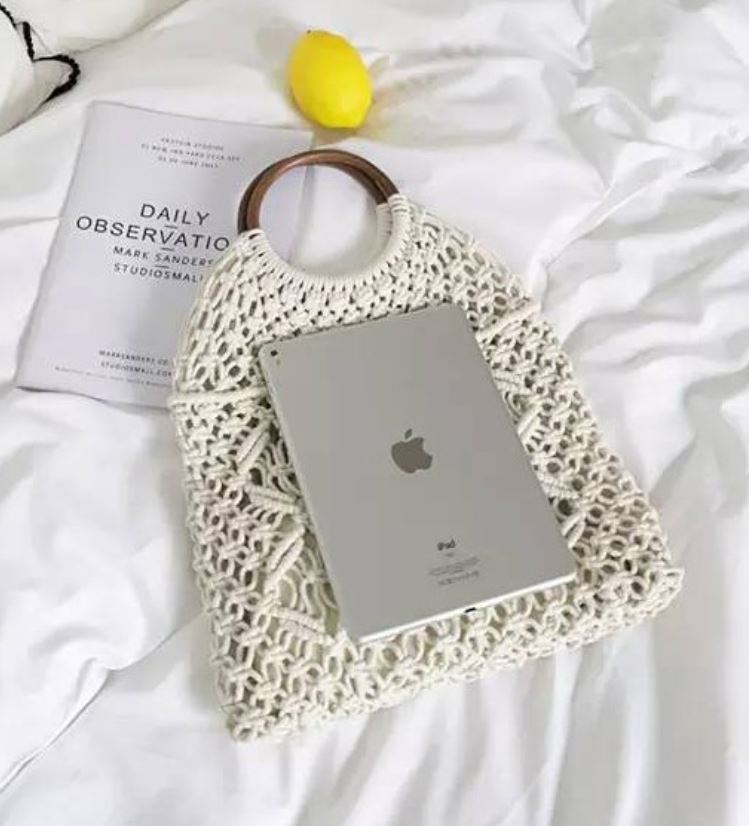 กระเป๋าคล้องแขน หูไม้ ขนาดพอดี สไตล์เกาหลี 🍈