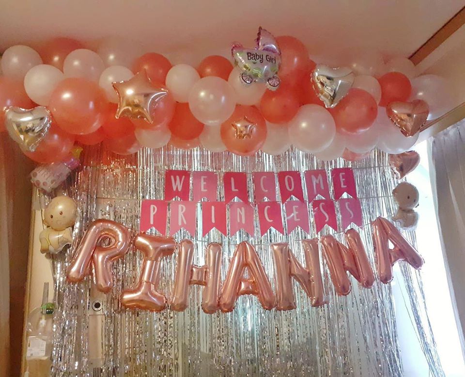 Set Backdrop Welcome Baby Rose Gold Tone